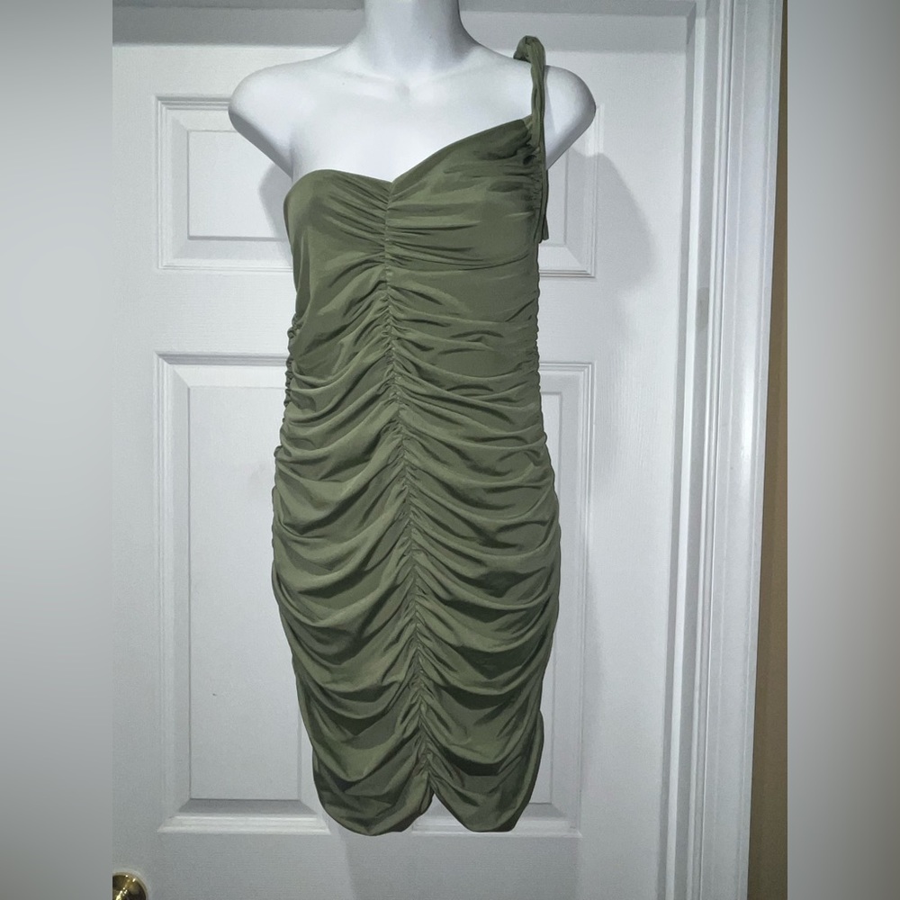 Preowned SHEIN One Shoulder Tie Ruched Dress
